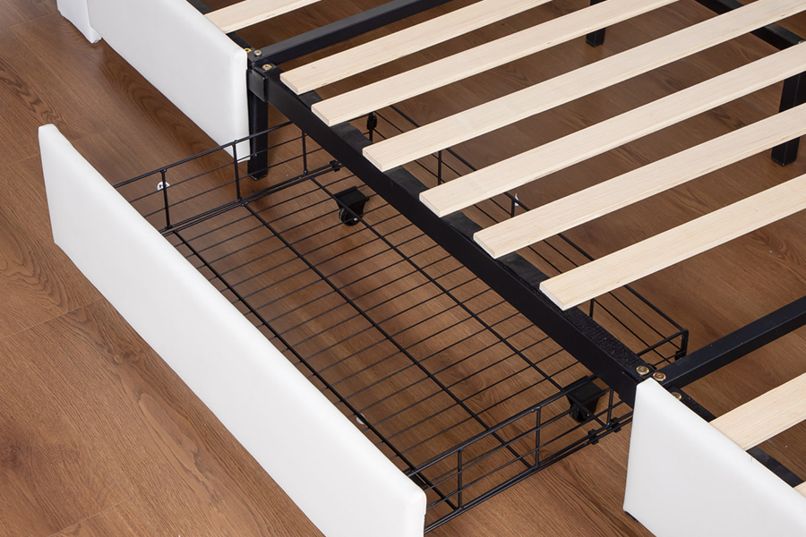 A002-1-3DU USB Upholstered Integrated Headboard Bed Frame