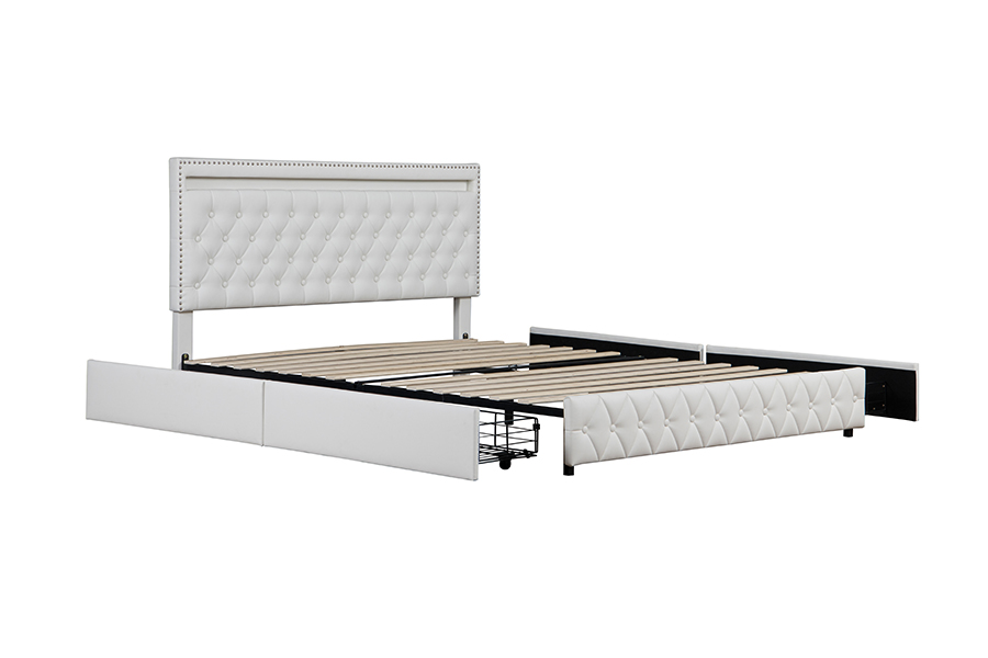 4471-1-3D Drawers Storage Smart Ambient Lighting Bed Frame