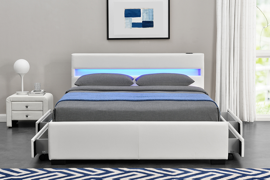 1894-1DS Bluetooth Speaker Upholstered Audio-Visual Storage Bed Frame