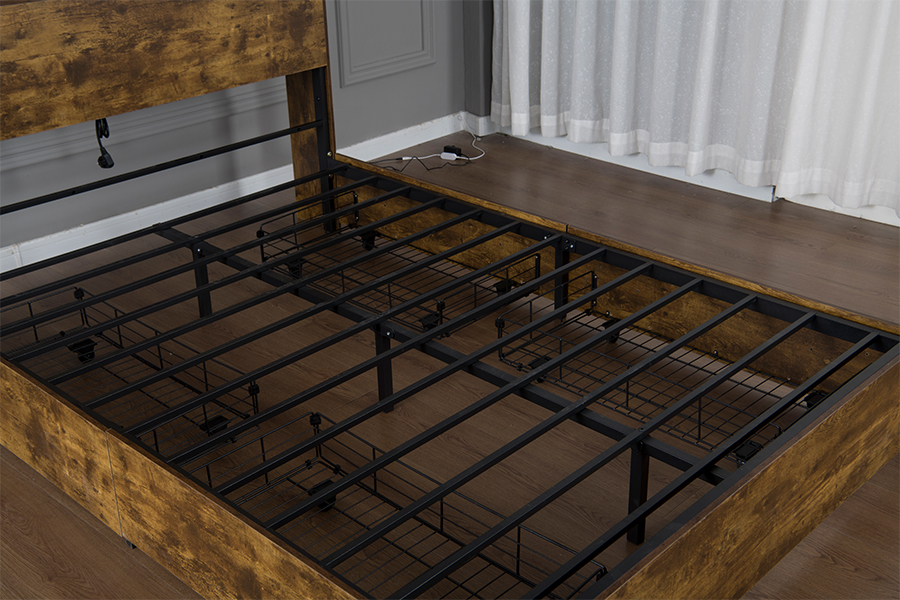 4831D Wooden Retro-Industrial Style Bed Frame