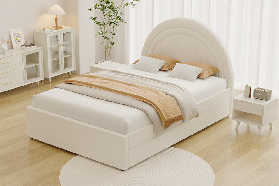 4542 Trundle Bunk Upholstered Curved Storage Bed Frame