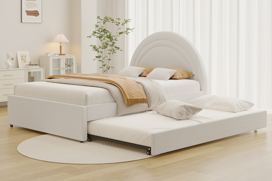 4542 Trundle Bunk Upholstered Curved Storage Bed Frame