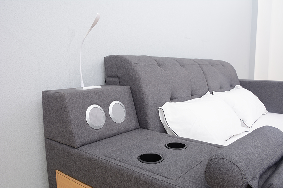 1550 Bluetooth Speaker Upholstered Integrated Leisure Bed Frame