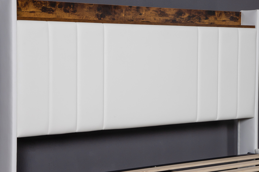 A002-1-3DU USB Upholstered Integrated Headboard Bed Frame