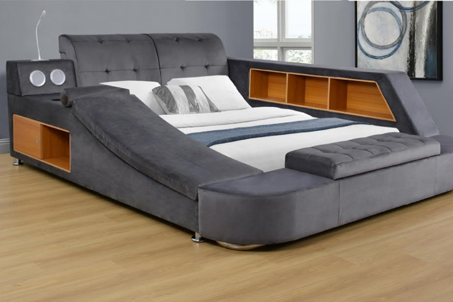 1550 Bluetooth Speaker Upholstered Integrated Leisure Bed Frame