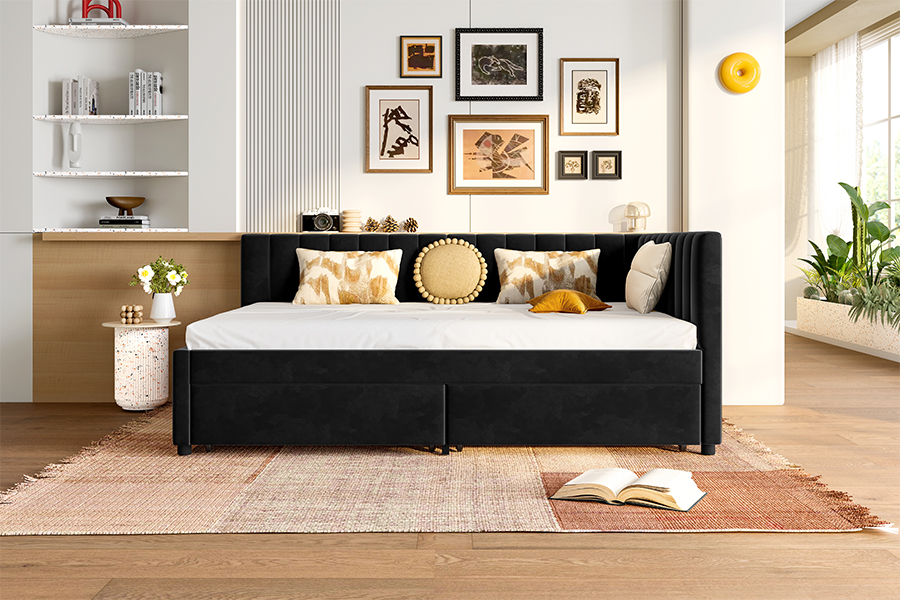 4856D Storage Velvet Sofa Bed para sa Maliit na Lugar