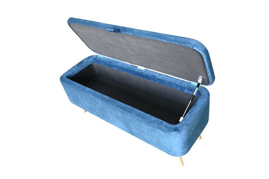 WSS956 Upholstered Blue Velvet Storage Ottoman Box