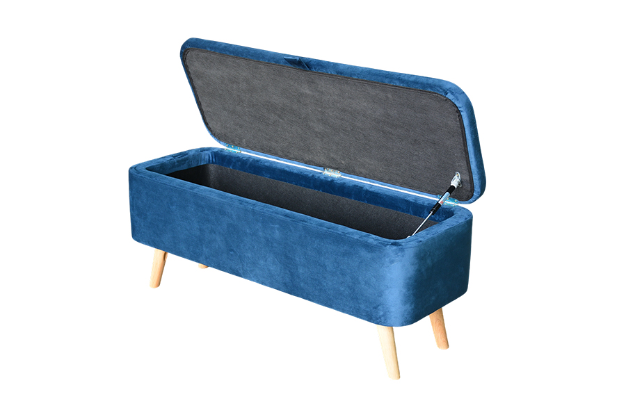 WSS956 Upholstered Blue Velvet Storage Ottoman Box