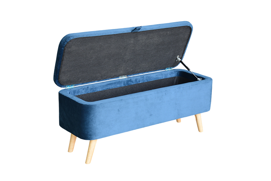 WSS956 Upholstered Blue Velvet Storage Ottoman Box