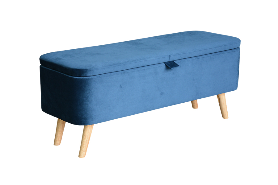 WSS956 Upholstered Blue Velvet Storage Ottoman Box