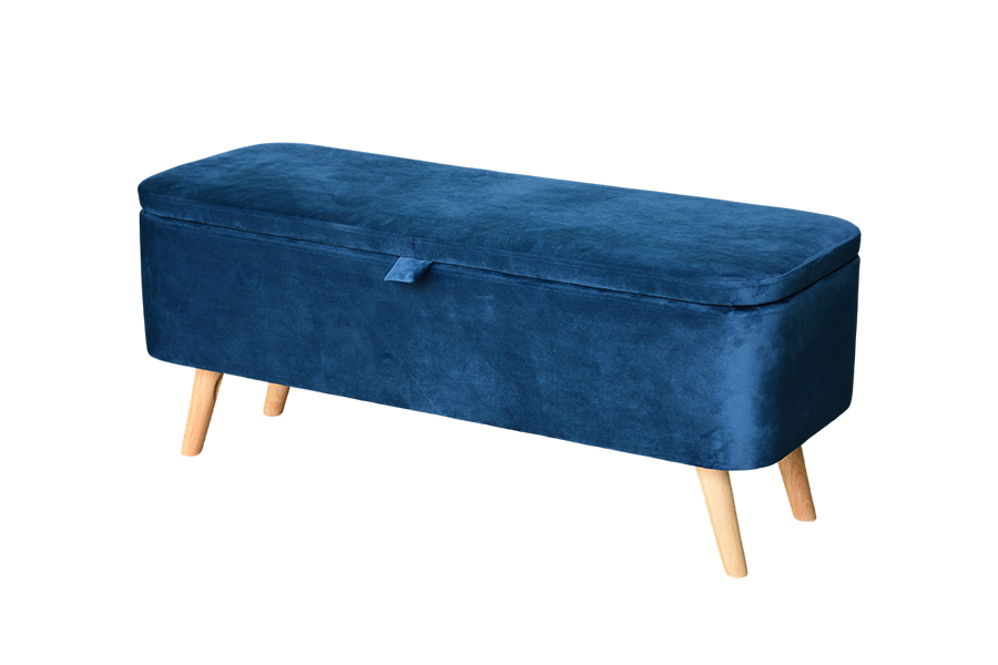 WSS956 Upholstered Blue Velvet Storage Ottoman Box