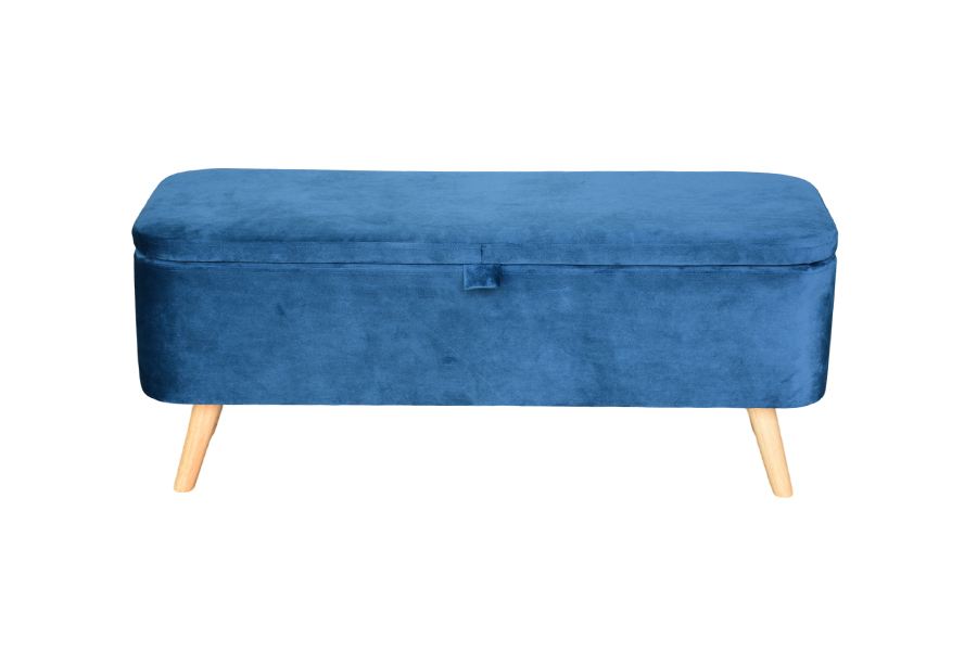 WSS956 Upholstered Blue Velvet Storage Ottoman Box