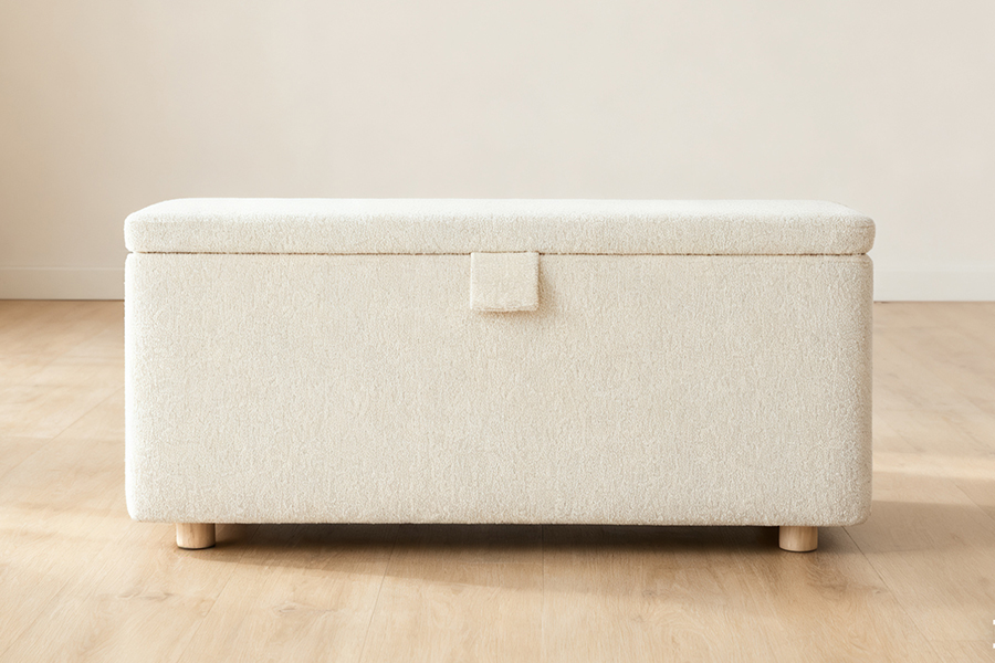 WSS977 Upholstered Lamb Fleece Storage Ottoman Box