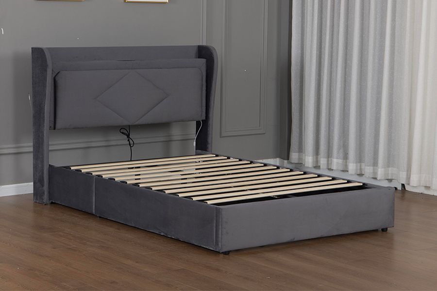 5005-1-3GU Adjustable at Eco-Friendly Upholstered Hydraulic Storage Bed Frame