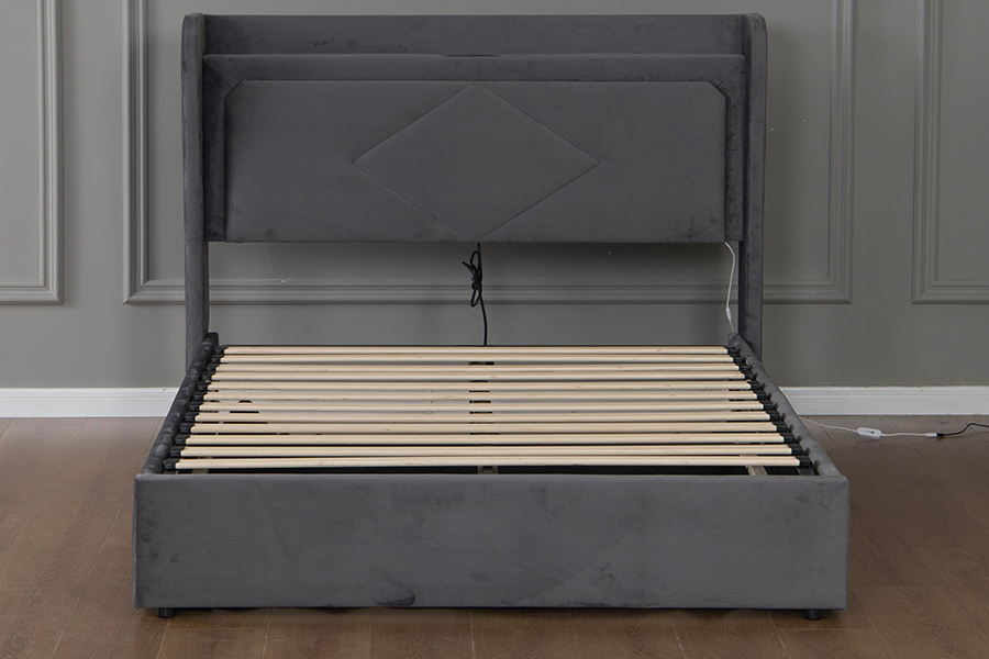 5005-1-3GU Adjustable at Eco-Friendly Upholstered Hydraulic Storage Bed Frame