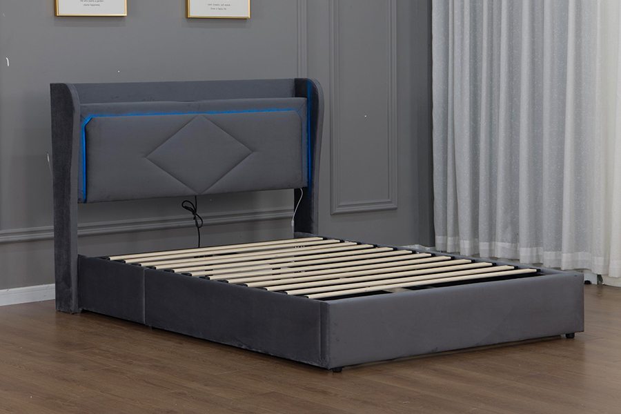5005-1-3GU Adjustable at Eco-Friendly Upholstered Hydraulic Storage Bed Frame