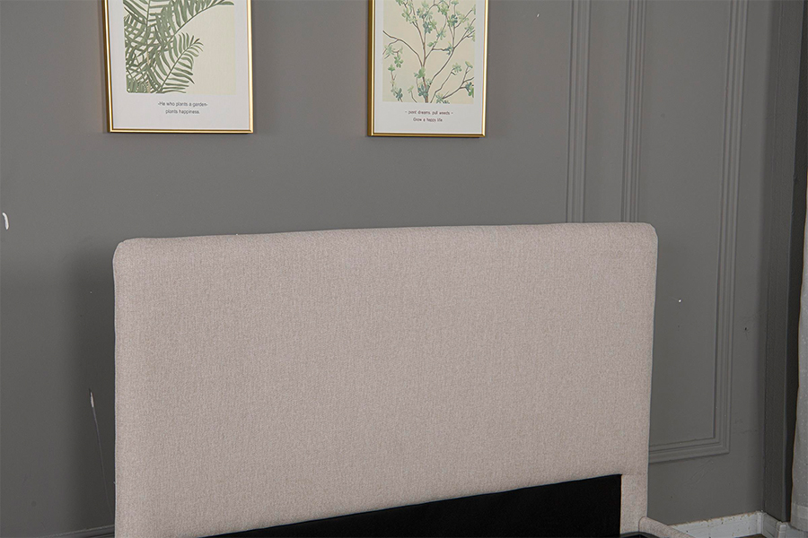 5017G Modern Beige Fabric Upholstered Hydraulic Storage Bed Frame