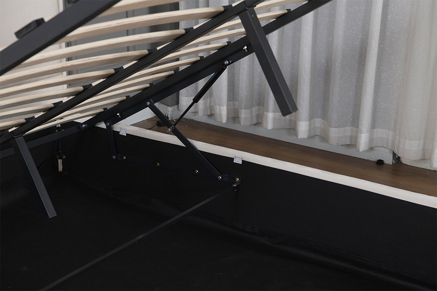 5032-1G Wooden Curved Headboard LED Upholstered Bed Frame