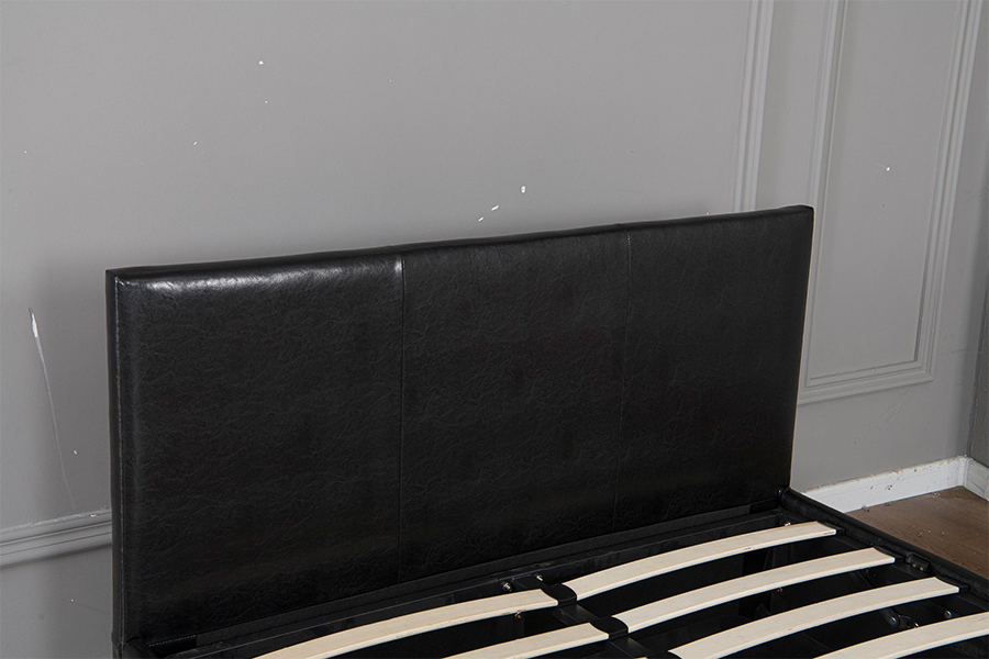5030G Modernong Black Faux Leather Upholstered Storage Bed Frame