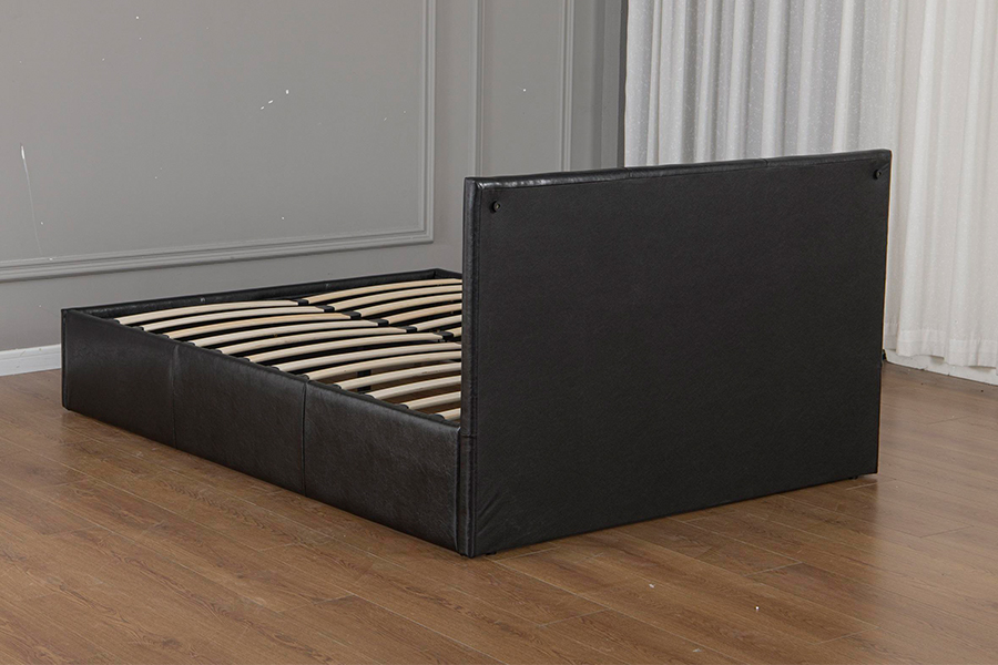 5030G Modernong Black Faux Leather Upholstered Storage Bed Frame