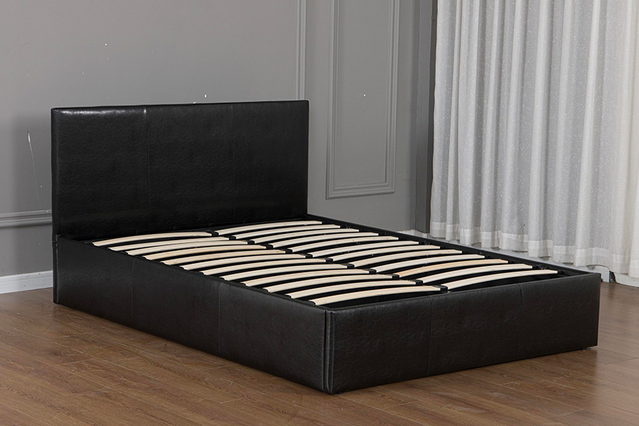 5030G Modernong Black Faux Leather Upholstered Storage Bed Frame