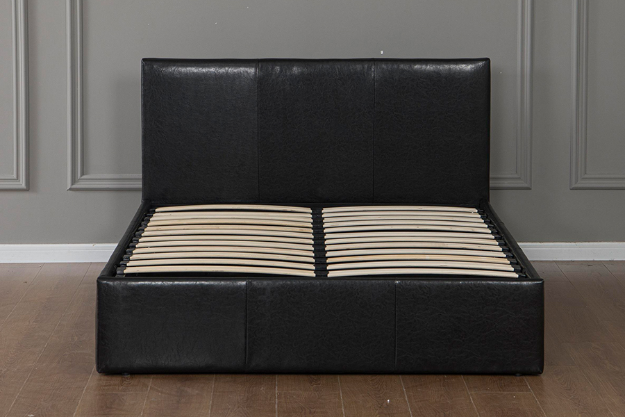 5030G Modernong Black Faux Leather Upholstered Storage Bed Frame