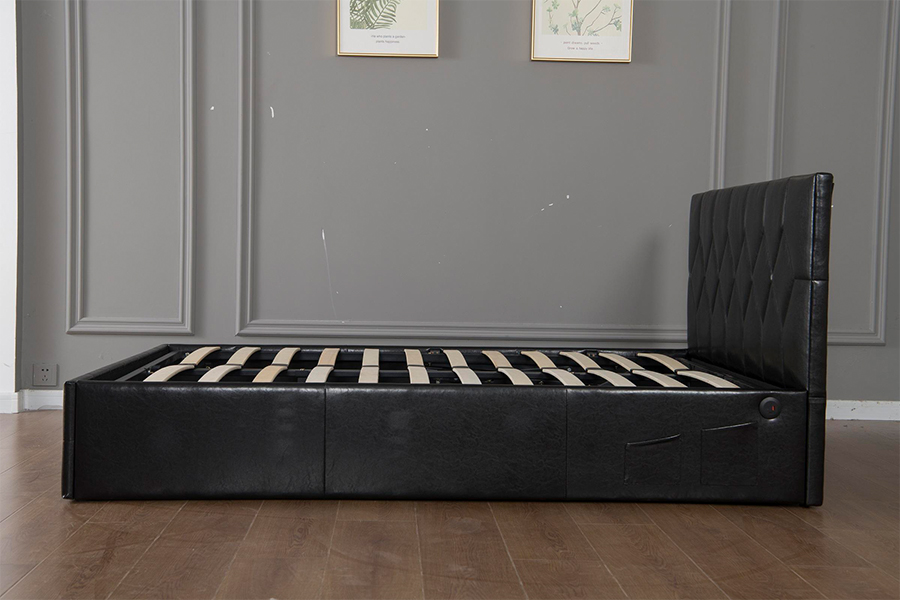 5031G Walang hugis diyamante na paa ng kama USB Upholstered Bed Frame