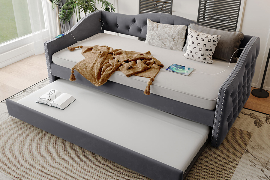 N17 Multi-functional na pull-out na kama. Storage function na Trundle Sofa bed