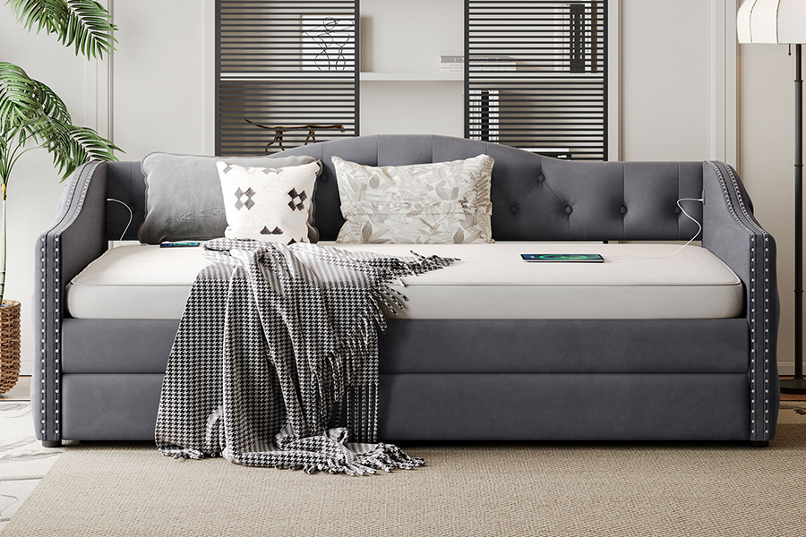 N17 Multi-functional na pull-out na kama. Storage function na Trundle Sofa bed