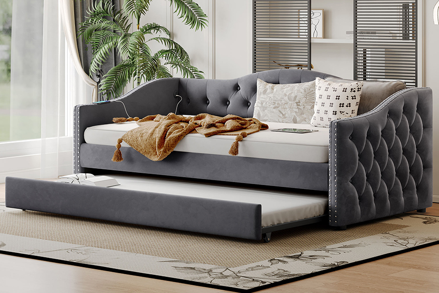 N17 Multi-functional na pull-out na kama. Storage function na Trundle Sofa bed