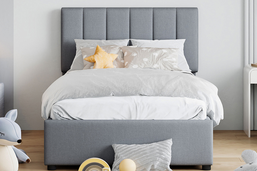 N16 Modern Gray Fabric Liftable storage function na Upholstered Storage Bed Frame