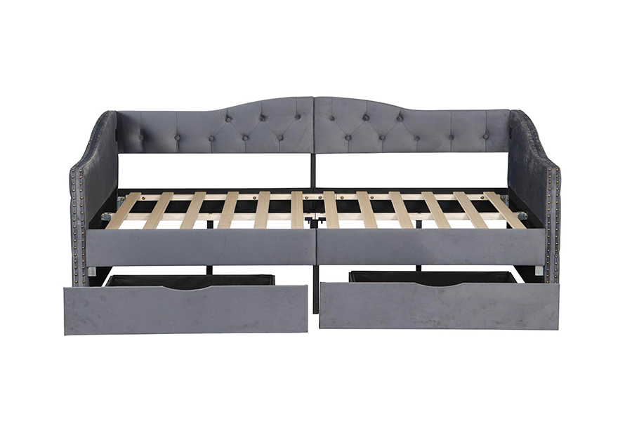 N13 European modern grey velvet cushion Storage Sofa bed