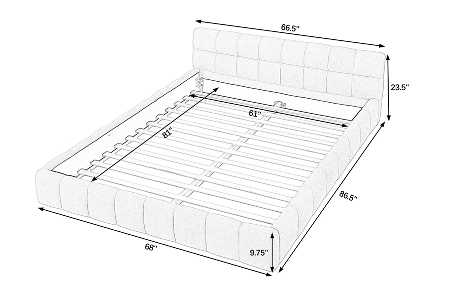 N11 Modernong square design Kumportable at adjustable Upholstered Bed Frame