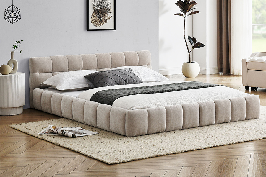 N11 Modernong square design Kumportable at adjustable Upholstered Bed Frame