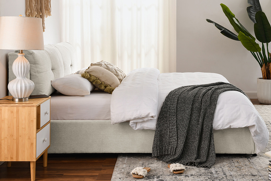 N10 Pangkalikasan at matibay na Upholstered Storage Bed Frame