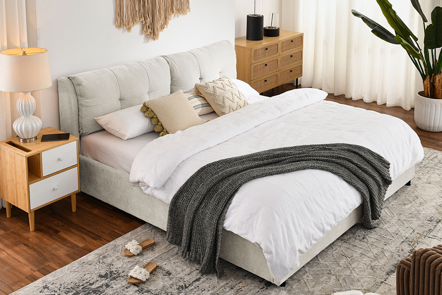 N10 Pangkalikasan at matibay na Upholstered Storage Bed Frame