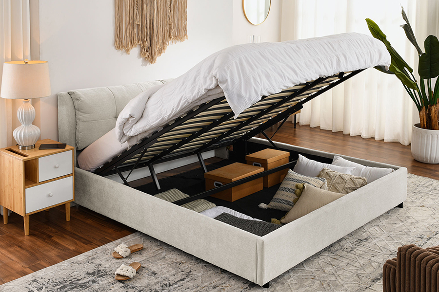 N10 Pangkalikasan at matibay na Upholstered Storage Bed Frame
