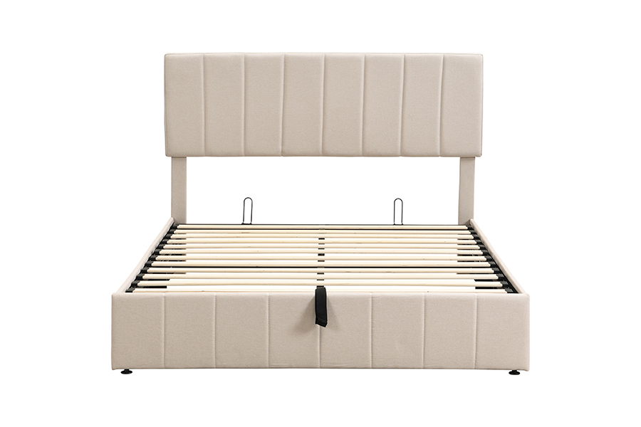 N19 Vertical striped tufted headboard Upholstered Storage Bed Frames
