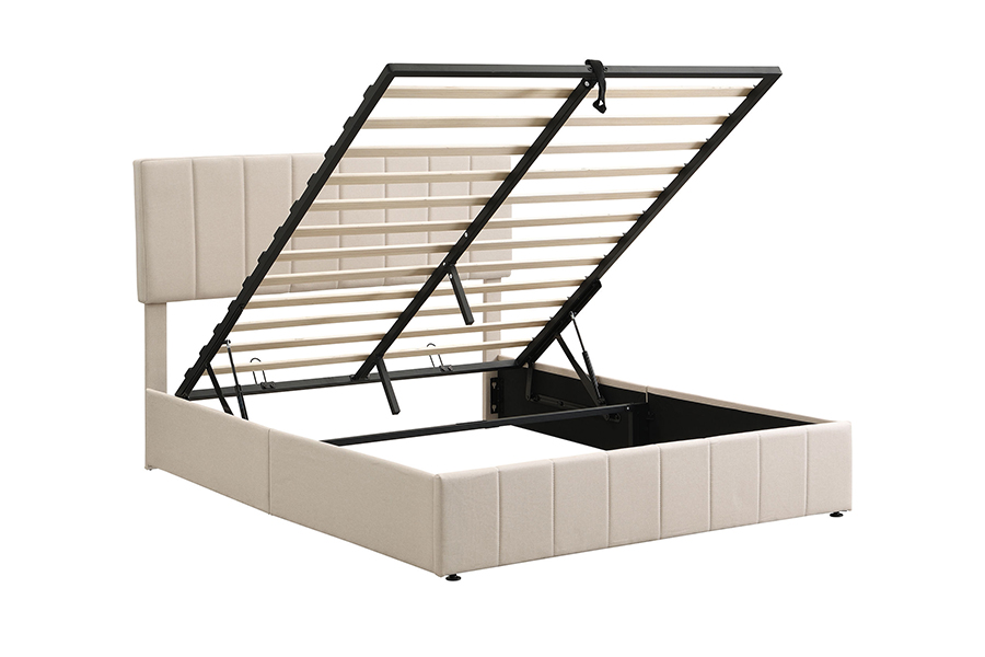 N19 Vertical striped tufted headboard Upholstered Storage Bed Frames