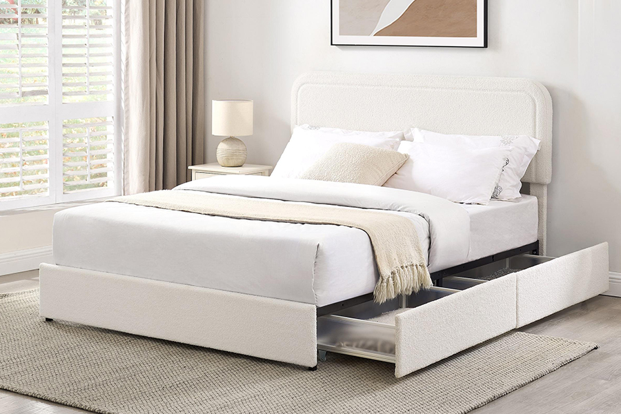 N3 Bed Storage Drawers Matibay na Upholstered Storage Bed Frame