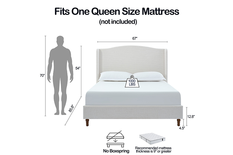 N4 King-size na double bed na mga dimensyon Mga Upholstered Storage Bed Frame