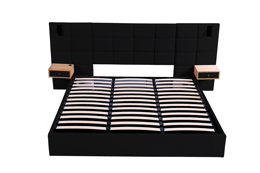 N6 Adjustable Bed Frame Soft Bed Material LED Upholstered Bed Frame
