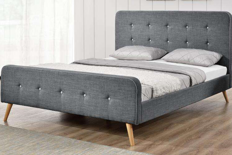 1161 Linen Fabric Bed Frame Mataas na tibay Upholstered Bed