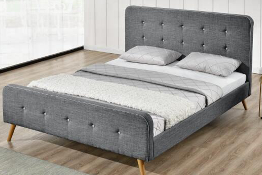 1161 Linen Fabric Bed Frame Mataas na tibay Upholstered Bed