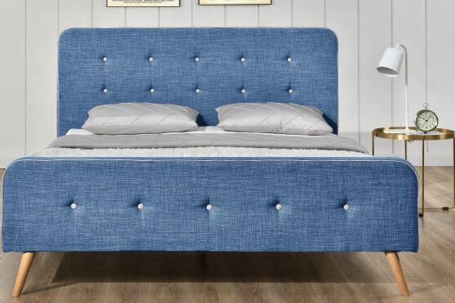 1161 Linen Fabric Bed Frame Mataas na tibay Upholstered Bed