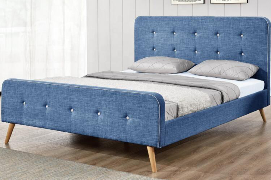 1161 Linen Fabric Bed Frame Mataas na tibay Upholstered Bed