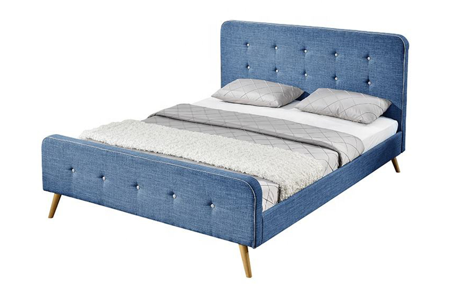 1161 Linen Fabric Bed Frame Mataas na tibay Upholstered Bed