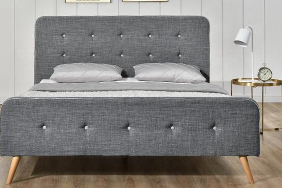 1161 Linen Fabric Bed Frame Mataas na tibay Upholstered Bed