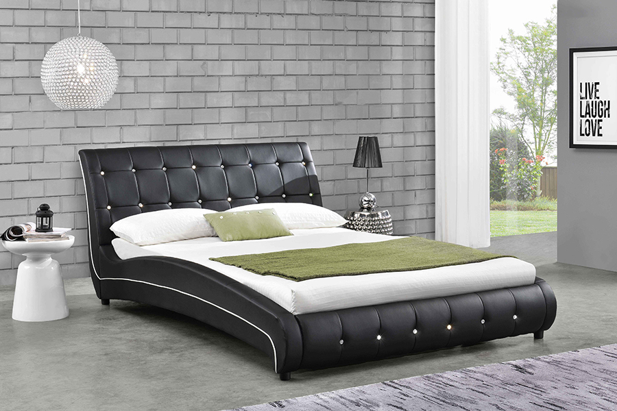 1144 Solid wood structure Dekorasyon ng brilyante Upholstered Bed