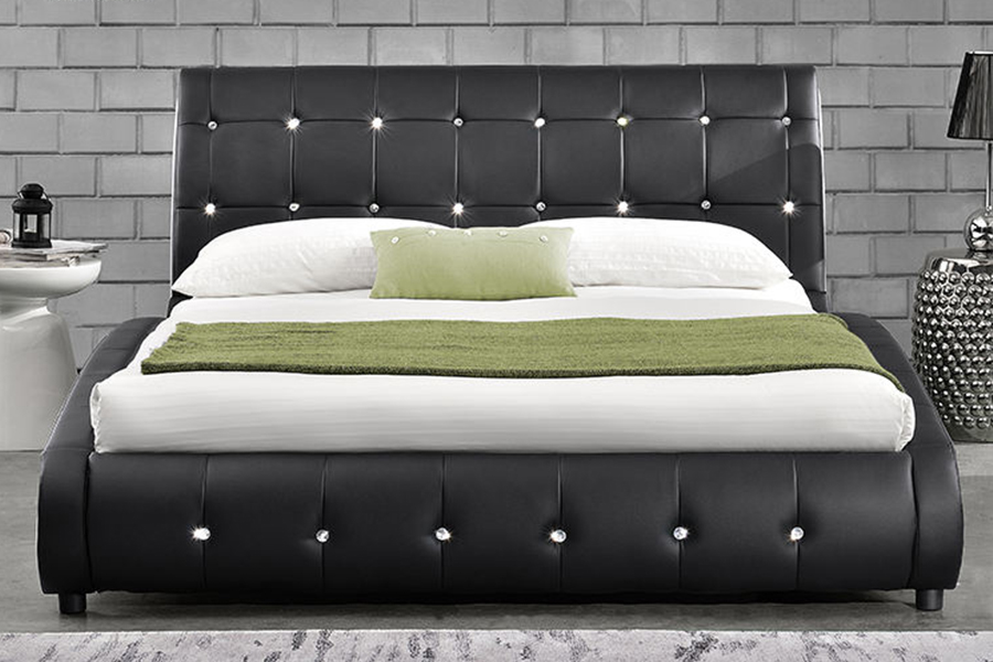 1144 Solid wood structure Dekorasyon ng brilyante Upholstered Bed